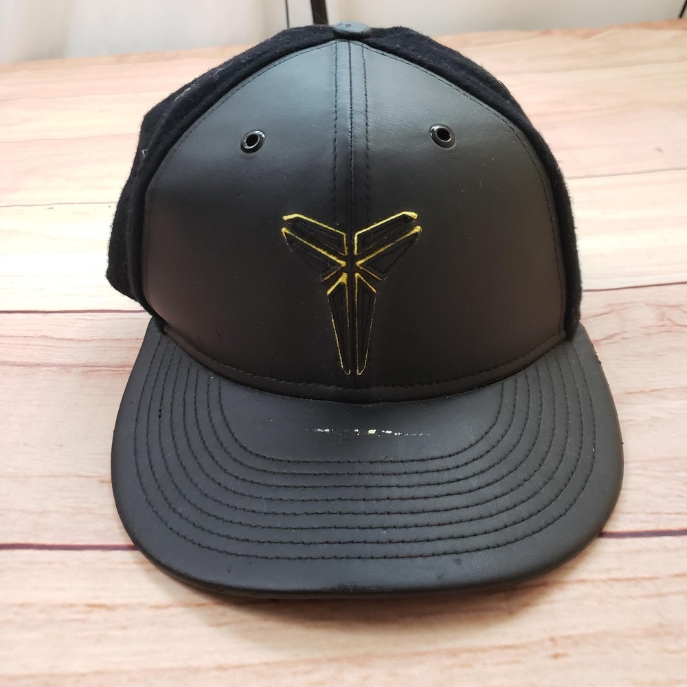 Nike Kobe Bryant Hat Cap Strap Back One Size Black Leather Wool Mamba Mens